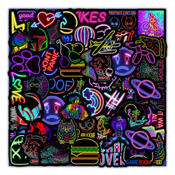 Neon Graffiti Stickers Waterproof Cartoon Decals for Laptop Luggage Motorcycle Kids (ONLINE ORDER ONLY)