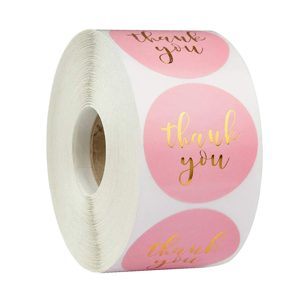 500pcs/roll Round Brown labels Thank You Kraft Stickers 1 inch Wedding Pretty Gift Envelope Sealing Label Stickers Stationery (ONLINE ORDER ONLY)