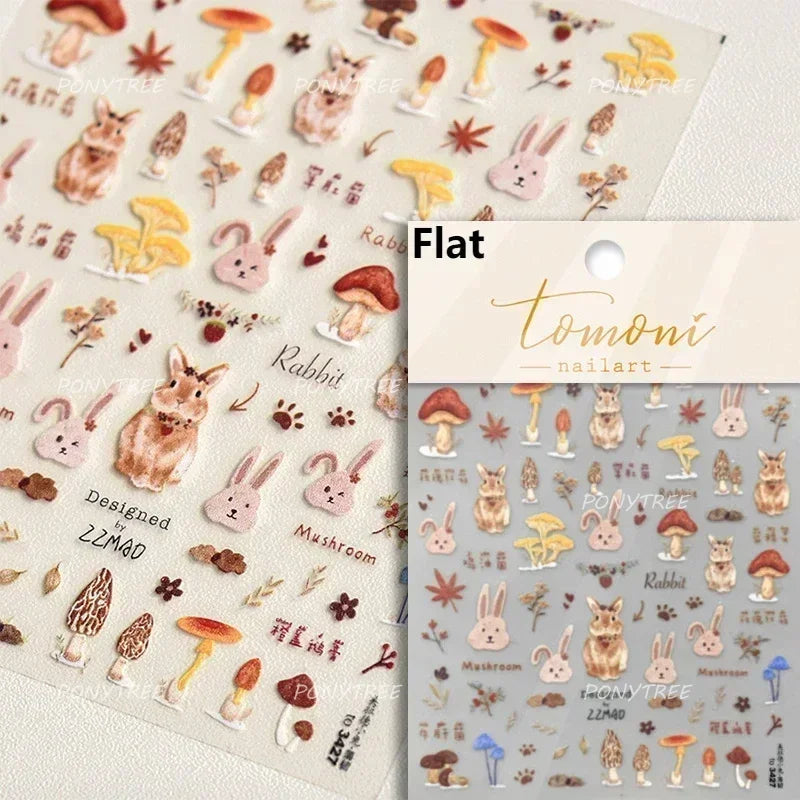 Hot Stamping Silver Rose Gold Tender Leaf Branches Flower Slash Leaves Maple Leaves Ginkgo Plant Flower Nail Art Stickers Decals (ONLINE ORDER ONLY)