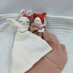 Baby Bib with Sleeping Animals Rattle (ONLINE ORDER ONLY)