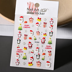 Cute Deer Christmas Nail Stickers 5D Embossed Elk Star Gingerbread Man Snowflake Santa Claus Holly DIY Winter Engraved Manicure* (ONLINE ORDER ONLY)