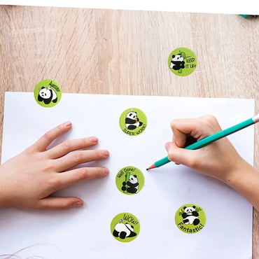 100-500 Pcs 1inch/2.5cm Cute Animal Panda Stickers Roll for Envelope Praise Reward Student Work Label Stationery Seal Lable (ONLINE ORDER ONLY)