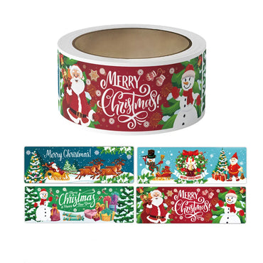 120pcs/roll Merry Christmas Stickers Rectangle Holiday Decorative Labels Decals Christmas for Business Package Gift Wrapping (ONLINE ORDER ONLY)
