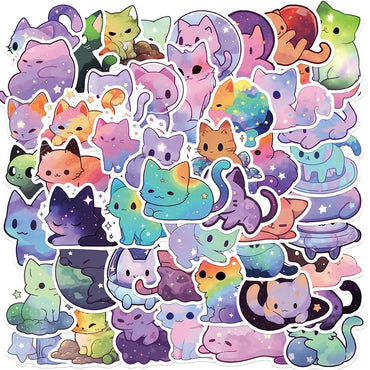 10/30/50PCS Cute Starry Sky Cat and Sealife Sticker Packs (ONLINE ORDER ONLY)