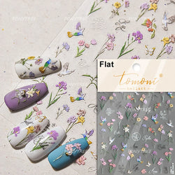 Pink Chrysanthemum Flower Gradient Halo Dyeing Ancient 5D Soft Embossed Relief Adhesive Nail Art Sticker 3D Charm Manicure Decal (Online Order Only)