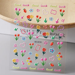 1 Sheet 5D Embossed Nail Art Stickers Graffiti Heart Flower Design Nail Art Decals Self-Adhesive DIY Manicure Nail Art Supplies* (ONLINE ORDER ONLY)