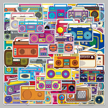 50Pcs Cartoon Classic Radio Stickers for Helmet, Wall, DIY Decor (Online Order Only)