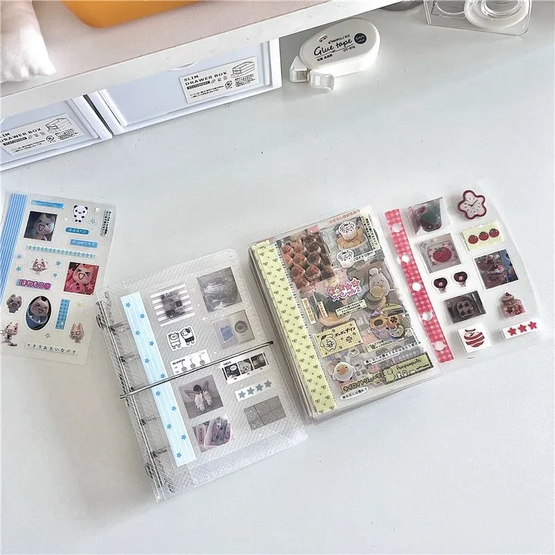 18Pc Set Japanese Y2K Cute Sticker Double Transparent Die cut Sticker Journal Handbook Scrapbooking Decoration Sticker Kids Gift (ONLINE ORDER ONLY)