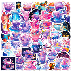 Cute Flower Drink Stickers - Kawaii Cartoon Decals for Laptop & Scrapbook (ONLINE ORDER ONLY)