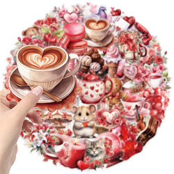 50PCS Kawaii Red Love PET Sticker Aesthetic Decoration Scrapbooking Stationery DIY Hand Accounting Supplies for Kids (ONLINE ORDER ONLY)