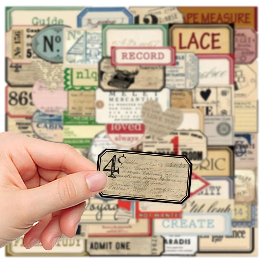 10/30/60pcs Europe and America Retro Label Stickers Vintage Decals Laptop Motorcycle Phone Travel Luggage Waterproof Sticker Toy (Online Order Only)