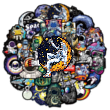 10/30/50PCS Outer Space Astronaut Graffiti Stickers Cartoon Decal DIY Skateboard Phone Motorcycle PVC Waterproof Kid Sticker Toy (Online Order Only)