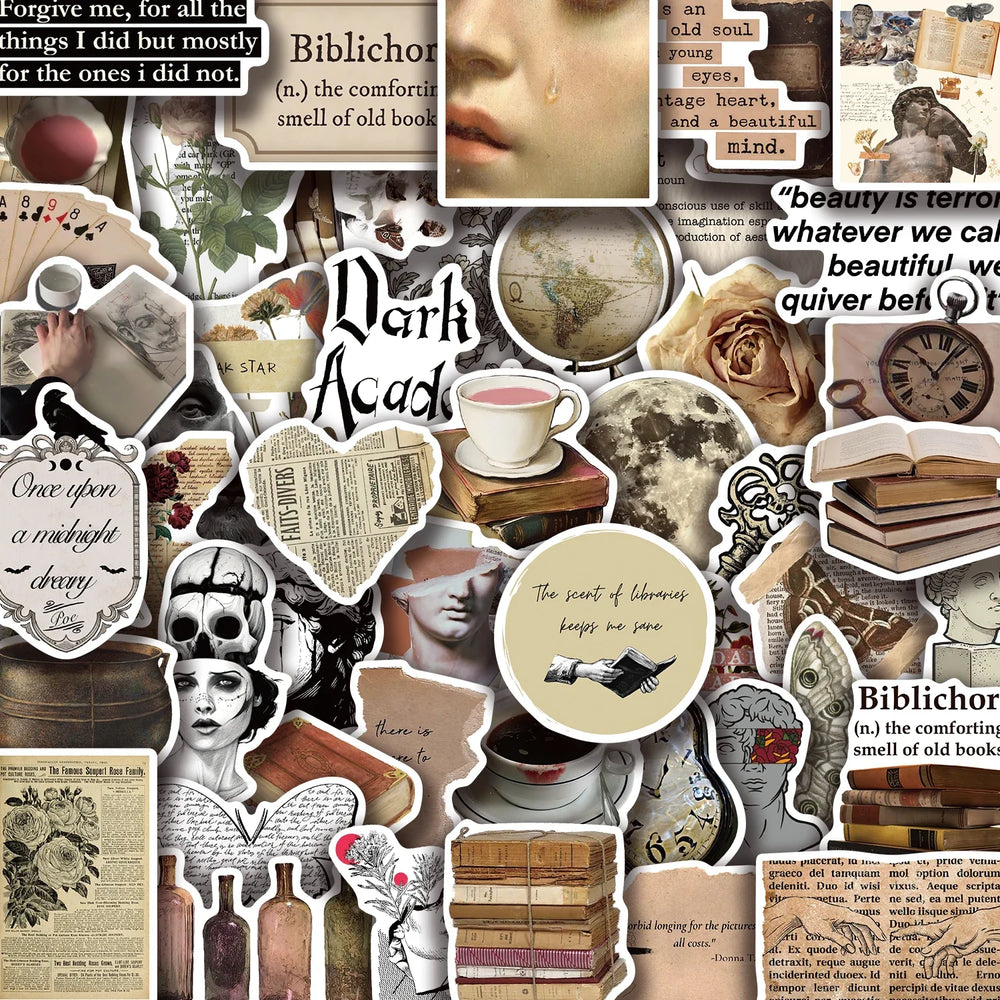 Dark Academia Stickers 50PCS Waterproof for Laptop Phone Suitcase Fridge Skateboard (ONLINE ORDER ONLY)