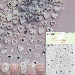 Dreamy Lace Rose Flower Fabric Art Tender Gauze Gird Pearl Pendant Irregular Pattern Nail Art Stickers Decoration Manicure Decal (ONLINE ORDER ONLY)
