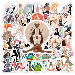 Aesthetic Yoga Pose Stickers Mountain Warrior Tree Pose DIY Toys Decal for Laptop Scrapbook Decorative Phone Bottles Waterproof (ONLINE ORDER ONLY)