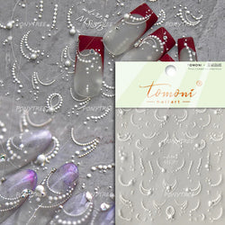 White Pearl Various Bowknot Line Tassel Tender Ribbon Arc Charming Self Adhesive Nail Art Decorations Stickers Manicure Decals (ONLINE ORDER ONLY)