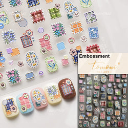 Retro White Lace Bandage Line Bowknot Irregular Fabric Cording Square Calligraphy Adhesive Nail Art Sticker 3D Manicure Decals (ONLINE ORDER ONLY)