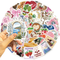 50PCS Aesthetic Pinterest Sticker Cartoon Aesthetic Cute Decals Laptop Notebook Phone Decoration Fashion Sticker (ONLINE ORDER ONLY)