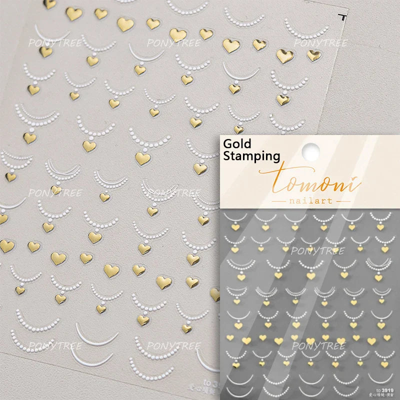 Black Silver Gold Dark Rococo Line Bowknot Wing Key Love Lock Star Tassel Pendant Heart Adhesive Nail Art Sticker Manicure Decal (ONLINE ORDER ONLY)