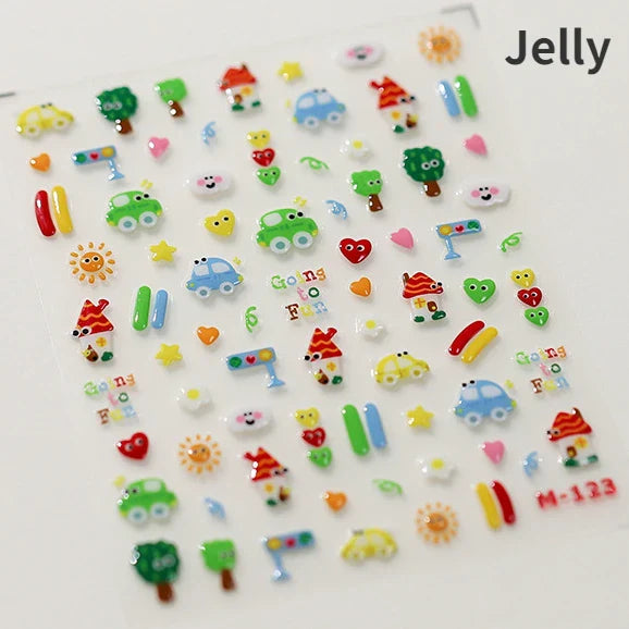 Cute Fresh Fruit Lovely Red Strawberry Grape Cherry Peach 3D Jelly Design Dopamine Self Adhesive Nail Art Sticker Manicure Decal (Online Order Only)