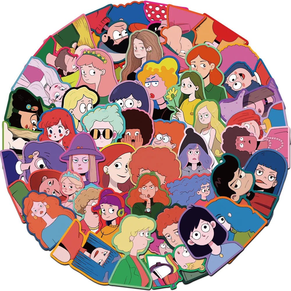 Flat Design Cartoon Stickers 10/30/50pcs for Skateboard Helmet Fridge Guitar Car (ONLINE ORDER ONLY)