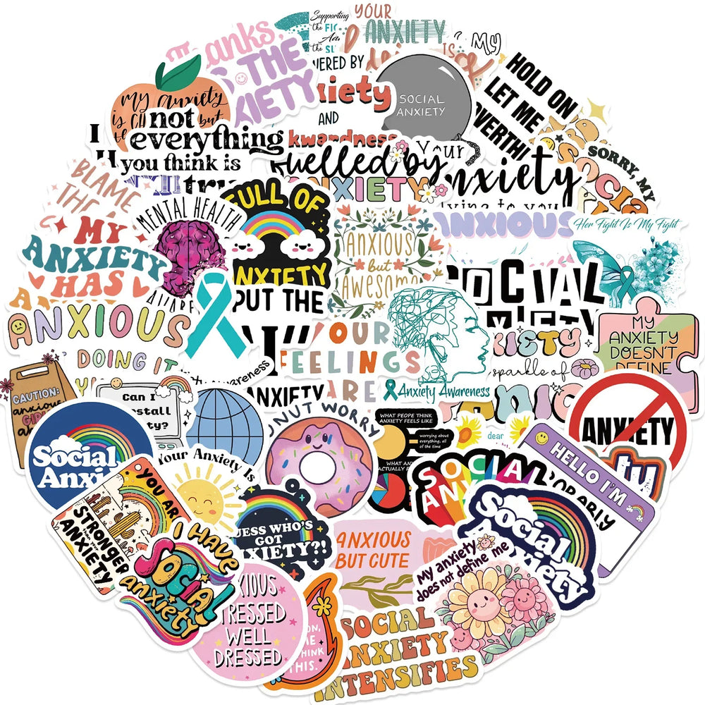 Anxiety Sensory Stickers Pack - Funny Graffiti Decals for Laptop, Car, Bike, Skateboard, Scrapbook (ONLINE ORDER ONLY)
