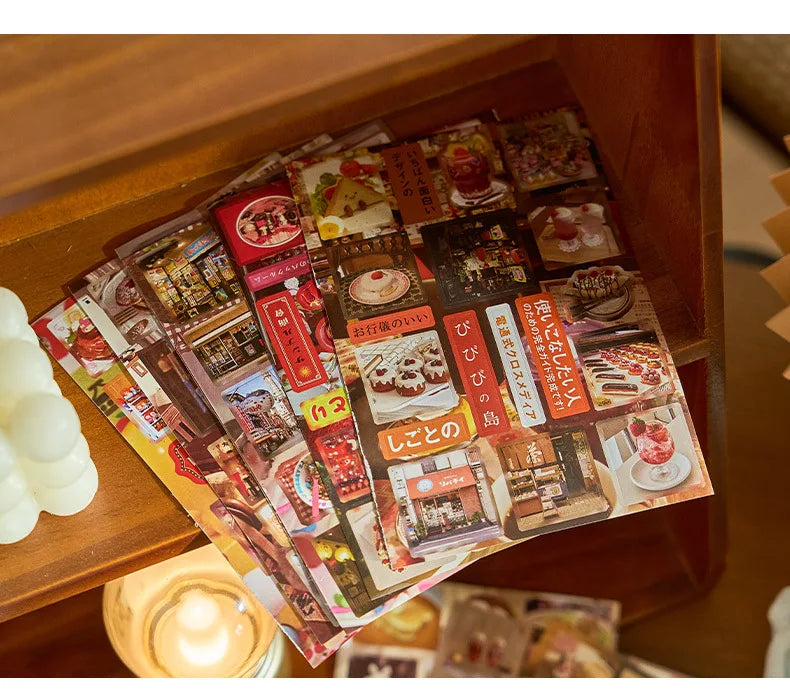 20 Sheets Japanese Retro Dessert Cut Film Sticker Book Y2K Sticker Journal Handbook Scrapbooking Kawaii Decoration Sticker Gift (ONLINE ORDER ONLY)