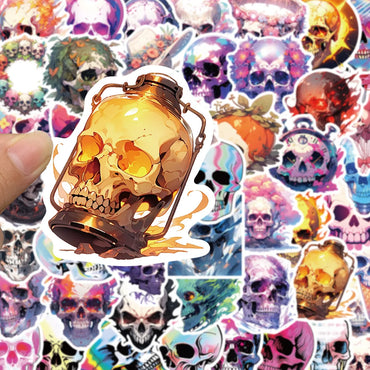 10/30/50PCS Cool Skull Stickers Aesthetic Cute Decoration DIY Skateboard Phone Laptop Scrapbook Bike Car PVC Waterproof Kids Toy (ONLINE ORDER ONLY)