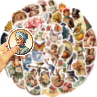 10/30/50PCS Vintage Old Times Cartoon Stickers Victorian Cute Angel Decals Suitcase Scrapbook Phone Laptop DIY Waterproof Toys (ONLINE ORDER ONLY)
