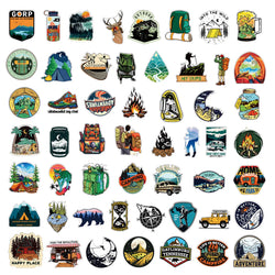 50pcs Forest Camping Hiking Outdoor Stickers Travel Scenery Decals Suitcase Luggage Scrapbook Waterproof Graffiti Sticker Toys (ONLINE ORDER ONLY)