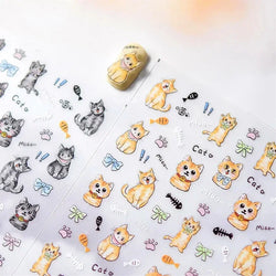 Cute Cat Eye Fishbone Animals Leopard Cat Ginger Cat Kitten Exclamation Point Paw Self Adhesive Nail Art Sticker Manicure Decals (ONLINE ORDER ONLY)