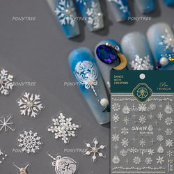 Hot Stamping Christmas Tree Bell Bowknot Cane Snowman Star Adhesive Nail Art Stickers Snowflake Glitter Powder Manicure Decals (ONLINE ORDER ONLY)