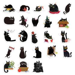 Etori Life 46pcs PVC Cute Cartoon Japanese Black Cat Pattern Student DIY Cups,Scrapbooks,Laptops Decoration Stickers (Online Order Only)