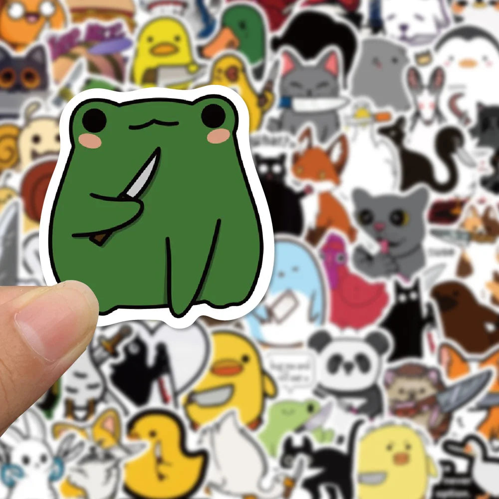 60PCS The Animal With The Knife Sticker Waterproof Vinyl Laptop Decorations DIY for Skateboard Stickers for Adults (Online Order Only)