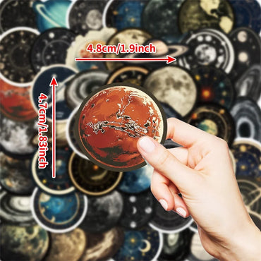 10/30/50PCS Vintage Cosmic Planet Sticky PVC Sticker Aesthetic DIY Decoration Scrapbooking Hand Accounting Supplies for Kids (ONLINE ORDER ONLY)