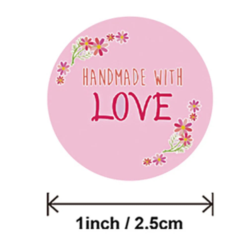 100-500pcs 1Inch DIY Hand Made With Love Label Wedding Stickers Adhesive Sticker Kraft Round Labels Wholesale price (Online Order Only)