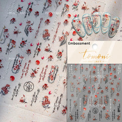 Romantic Pink Peach Blossom Tower Circular Fan Hollowed Window Tassel Pendant Antique Tree Chic Nail Art Stickers Manicure Decal (ONLINE ORDER ONLY)
