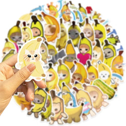 50PCS Cartoon Banana Cat PVC Sticker Aesthetic DIY Children's Decoration Scrapbooking Stationery Hand Accounting Supplies (ONLINE ORDER ONLY)