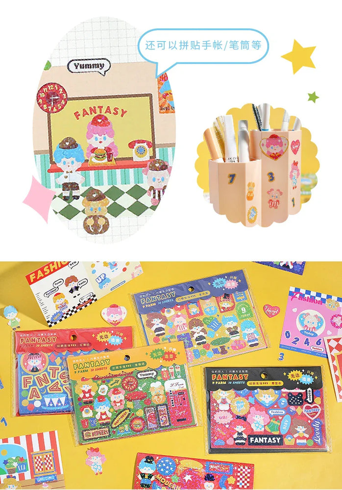 10pcs/lot Fantasy Farm Series Scene Stickers Kawaii Journal Decorative Stickers Idol Card Planner Scrapbooking Album Stationery (ONLINE ORDER ONLY)