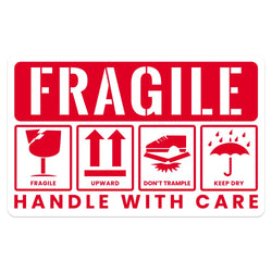 50pcs Red Fragile Reminder Warning Stickers 8x5cm "Handle With Care" Label Stickers For Fragile Express Parcels Packages (Online Order Only)