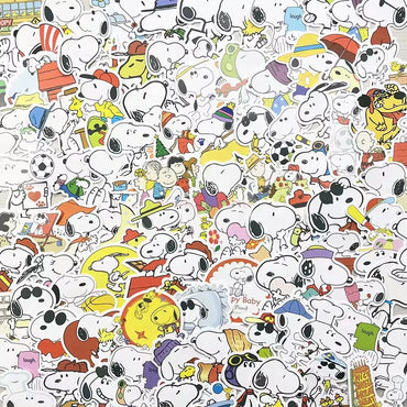 100/200pcs anime Snoopy stationery stickers cute cartoon student stationery notebook diy decoration expression graffiti stickers (ONLINE ORDER ONLY)