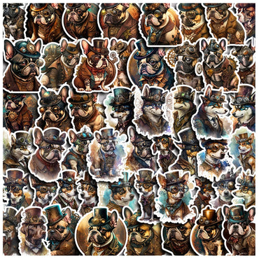 10/30/50pcs Vintage Steampunk Dog Sticker Packs (ONLINE ORDER ONLY)
