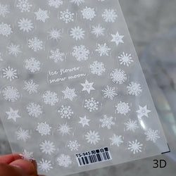 Winter Christmas Crystal Delicate Hexagon Romantic Laser Silver Chic Snowflakes Self Adhesive Nail Art Sticker 5D Manicure Decal (ONLINE ORDER ONLY)