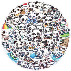 Cartoon Panda Stickers Pack - Cute Kawaii Graffiti for Kids, Laptop, Fridge, Scrapbook (ONLINE ORDER ONLY)