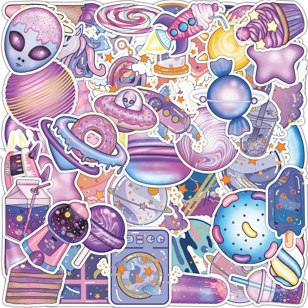 50pcs Cartoon Fantasy Universe Candy Stickers for Helmet, Wall, DIY Decoration (ONLINE ORDER ONLY)