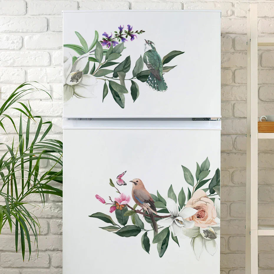 Watercolor Bird Plum Blossom Wall Stickers for Bedroom Living Room Decor (Online Order Only)