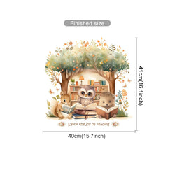 Cartoon Animal Reading Wall Stickers for Kids Room Decor (Online Order Only)