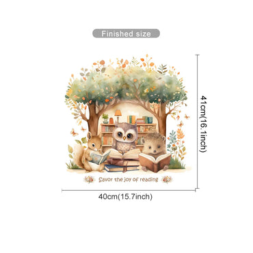 Cartoon Animal Reading Wall Stickers for Kids Room Decor (Online Order Only)