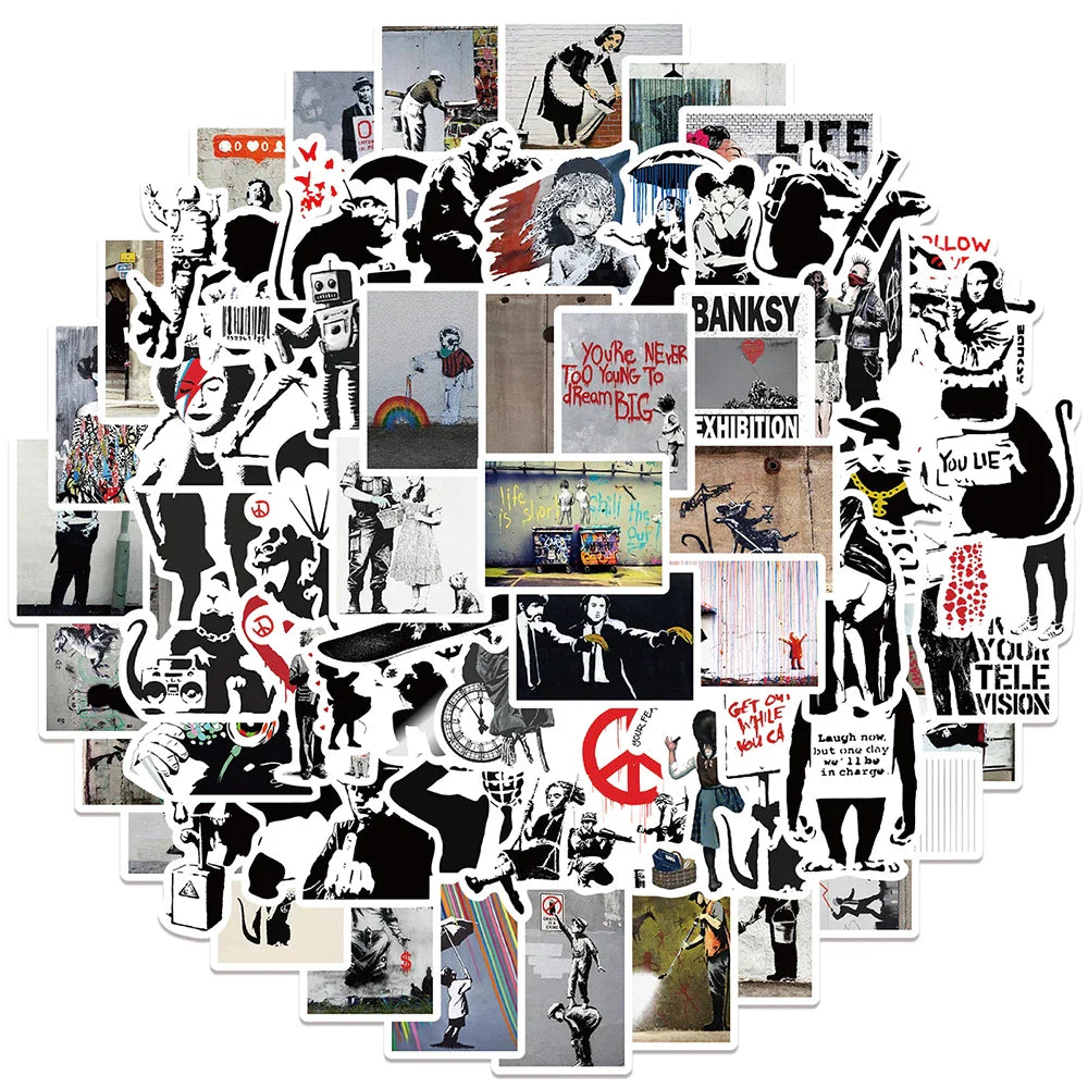 Banksy Street Art Stickers Waterproof for Car, Bike, Luggage, Phone, Laptop - 10/30/67PCS (ONLINE ORDER ONLY)