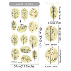 Watercolor Leaves Wall Stickers - Bedroom Living Room Decor Decals (Online Order Only)